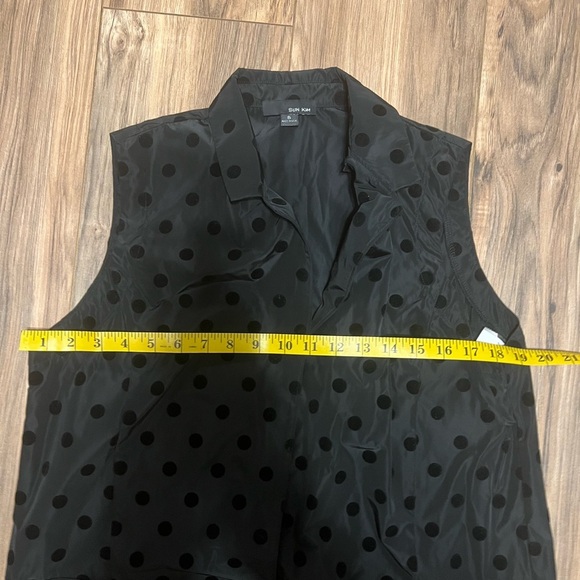 Sun Kim by Comfy USA Black Polka Dot Nylon Vest Sz S Layered Lagenlook Pockets - Picture 7 of 8